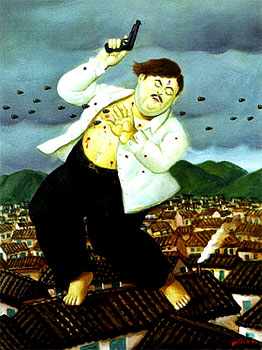 Η δολοφονία του Πάμπλο Εσκομπάρ, πίνακας του Φερνάντο Μποτέρο, καλλιτέχνη από το Μεντεγίν της Κολομβίας