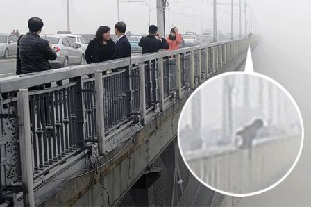 Sucide jump on the Wuhan Yangtze River Bridge