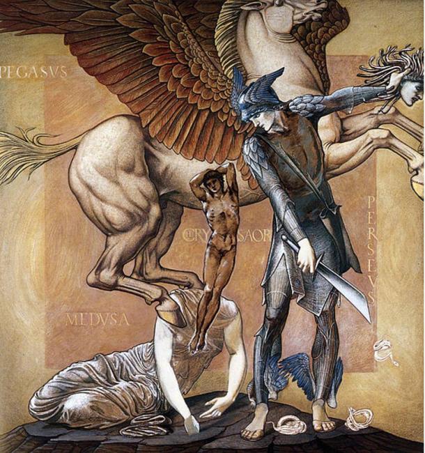 Ο Πήγασσος που προκύπτει από το σώμα της Μέδουσας. «Ο Περσέας: Ο θάνατος της Μέδουσας Ι» από το Edward Burne-Jones