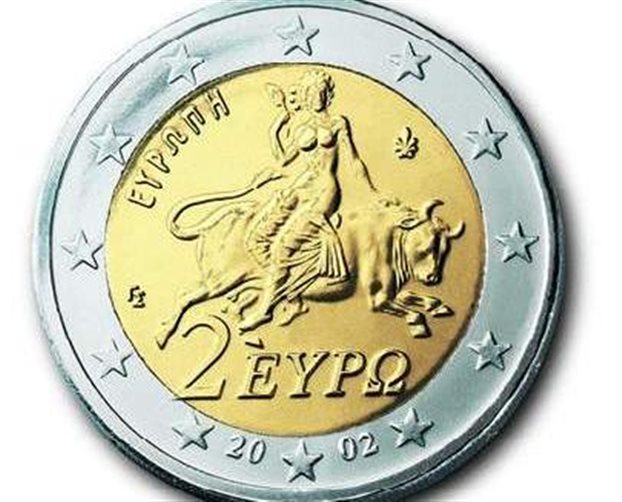 Αποτέλεσμα εικόνας για 2 ευρω με την αρπαγη της ευρώπης