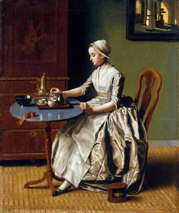 "Μια κυρία σερβίρει σοκολάτα με όλα της τα σύνεργα". Πίνακας του 1744