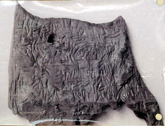 Η πινακίδα παρέμεινε στο βυθό της λίμνης για 7.500 χρόνια. Απεικονίζει μια πρώτη μορφή γραφής που προηγήθηκε της γραμμικής Α. 