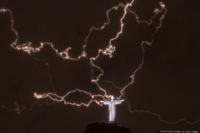 BRAZIL-WEATHER-STORM-LIGHTNING-CHRIST THE REDEEMER