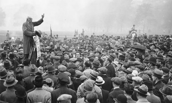 Speakers Corner in London seen here in 1933.