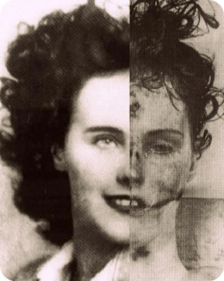 Η Ελίζαμπεθ πριν και μετά το θάνατό της, με το χαμόγελο του "κλόουν".