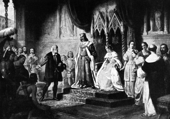 Ο Φερδινάνδος και η Ισαβέλλα υποδέχονται τον Κολόμβο.