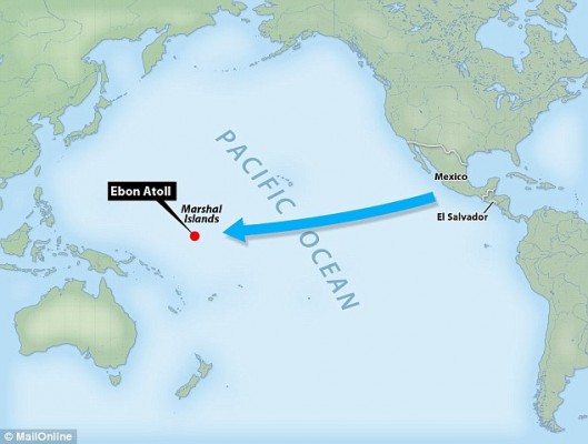 Η διαδρομή που φέρεται να ακολούθησε ο Χοσέ, από την πατρίδα του, το Ελ Σαλβαδόρ, έως τα νησιά Μάρσαλ.