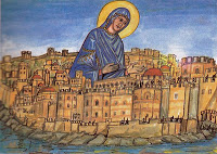 Η Παναγία προστάτευε τα τείχη της Κωνσταντινούπολης.