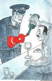 Τουρκική γελοιογραφία σχετική με τις ολοένα και μεγαλύτερες απαγορεύσεις κατανάλωσης αλκοόλ στη γείτονα χώρα.