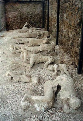 Garden of the fugitives in Pompeii.