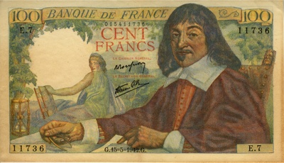 Ο Καρτέσιος σε χαρτονόμισμα των 100 φράγκων