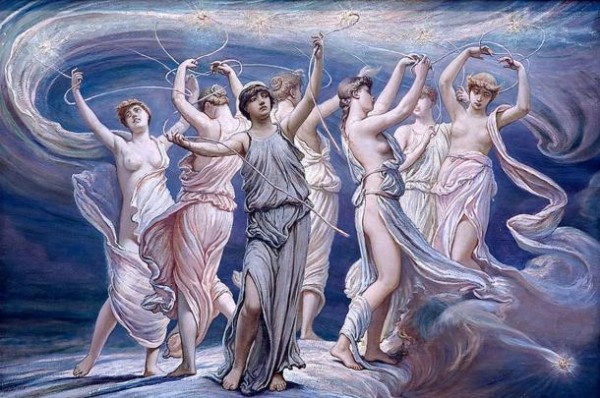  Σύμφωνα με την ελληνική μυθολογία οι Πλειάδες ήταν επτά αδελφές, κόρες του τιτάνα Άτλαντα και της Πλειόνης, αδελφές της Καλυψώς και των Υάδων. 