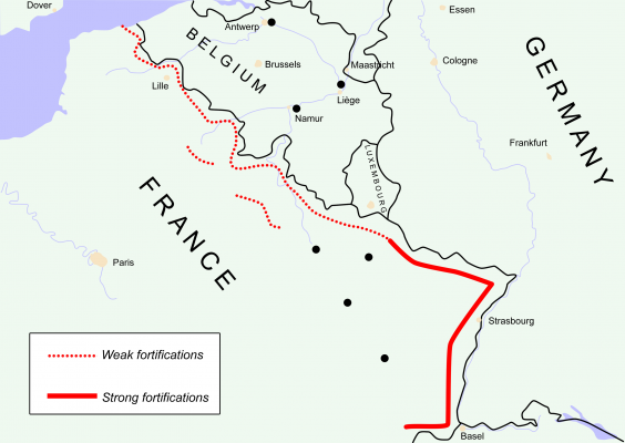 Η γραμμή Μαζινό εκτεινόταν κατά μήκος των γερμανικών συνόρων, αλλά στην περιοχή του Βελγίου ήταν πολύ αδύναμη