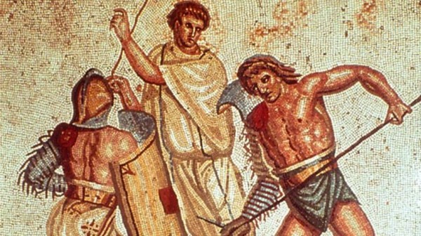 A-mosaic-depicting-gladiators