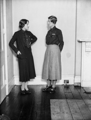 Mrs I M Swire – a leading figure in the British Union of Fascists – wearing the new uniform of grey skirt with black shirt. Quite stylish in a dreary sort of way.