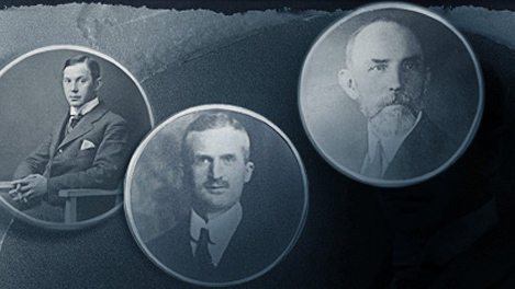Οι ιδρυτές της Montblanc, ο επιχειρηματίας Κλάους Φος, ο τραπεζίτης Άλφρεντ Νιεμίας και ο μηχανικός Αύγουστος Μπερνστάιν