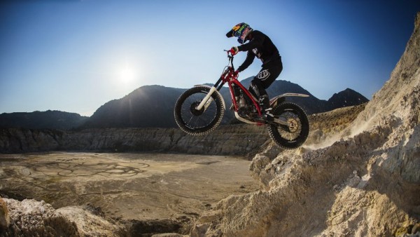 Julien Dupont performs during the spaceriding on Nisyros Volcano, Greece on 17th of April, 2014