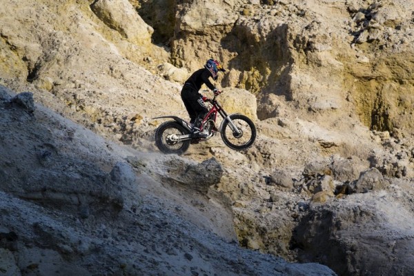 Julien Dupont performs during the spaceriding on Nisyros Volcano, Greece on 17th of April, 2014