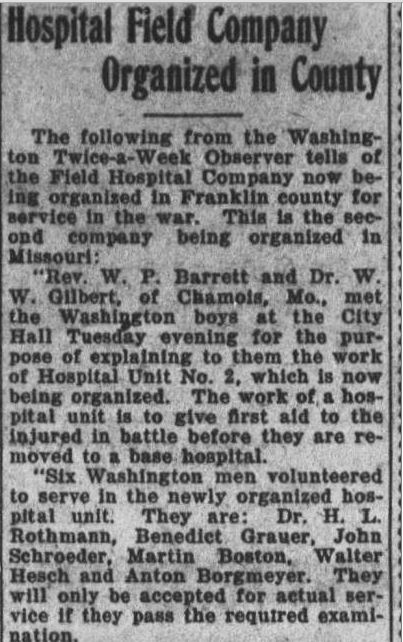 Το σχετικό άρθρο της Franklin County Tribune 22 Ιουνίου 1917