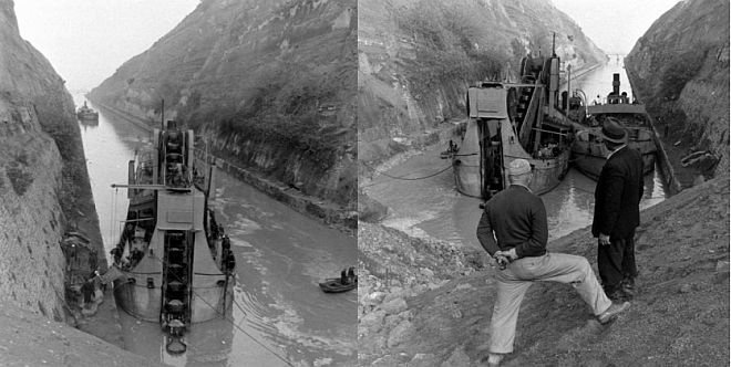 Τα έργα διάνοιξης της διώρυγας το 1948