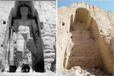 Ο "Βούδας του Μπαμιγιάν" πριν και μετά την καταστροφή του από τους Ταλιμπάν τον Μάρτιο του 2001