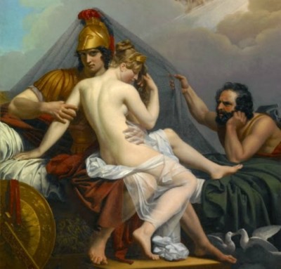 Ο θεός Άρης είχε ερωτικές σχέσεις με την Αφροδίτη, γυναίκα του αδερφού του. Το παράνομο ζευγάρι δικάστηκε από τους θεούς και ο απατημένος Ήφαιστος βρήκε παρηγοριά στην αγκαλιά άλλης