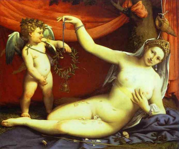 H Aφροδίτη και ο Έρωτας, Λορέντζο Λότο 1525