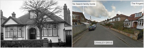 Aριστερά: Το μπανγκαλόου των Κρόγκερ την δεκαετία του '60. Δεξιά: Το σπίτι όπως είναι σήμερα. Απέναντι έμεναν οι Σερτς που έπαιξαν καθοριστικό ρόλο στην εξέλιξη της ιστορίας.