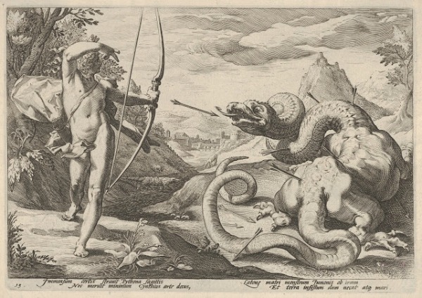 Ο Απόλλων σκοτώνει τον Πύθωνα με βέλη του Ήφαιστου