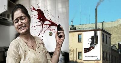 Ένα κινητό που ματώνει. Ένας κάδος σκουπιδιών, είναι το μεσημεριανό τραπέζι και άλλα δημιουργικά μηνύματα με στόχο να σοκάρουν και να ευαισθητοποιήσoυν