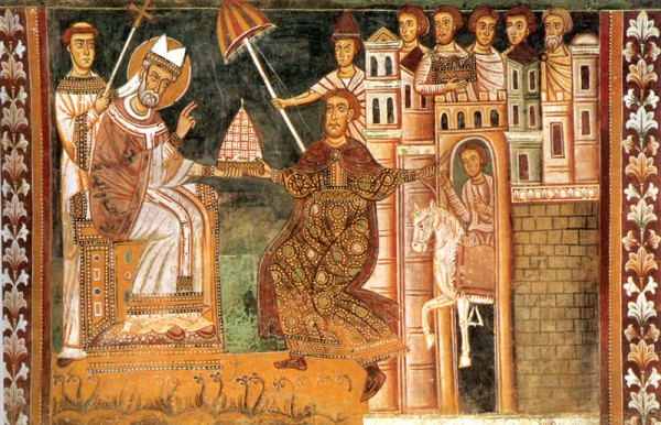 Ο Κωνσταντίνος δίνει τη Δωρεά στον Πάπα Συλβέστρο