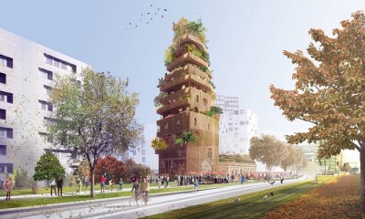 Ένα ςπαλιός σιδηροδρομικός σταθμός κτισμένος το 1863, μετατρέπεται σε ξύλινο πύργο με φυτά στα μπαλκόνια. Θα στεγάσει μαγαζιά με βιολογικά προϊόντα