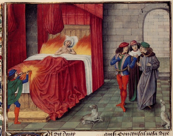 H στιγμή που ο βασιλιάς Κάρολος Β' η "Κακός", κάηκε ζωντανός.