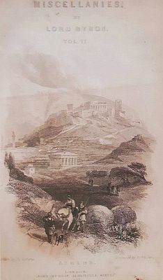 "Ανθολογία Έργων του Λόρδου Μπάιρον", άποψη της Ακρόπολης του David Roberts, σε χάραξη Edward Finden 