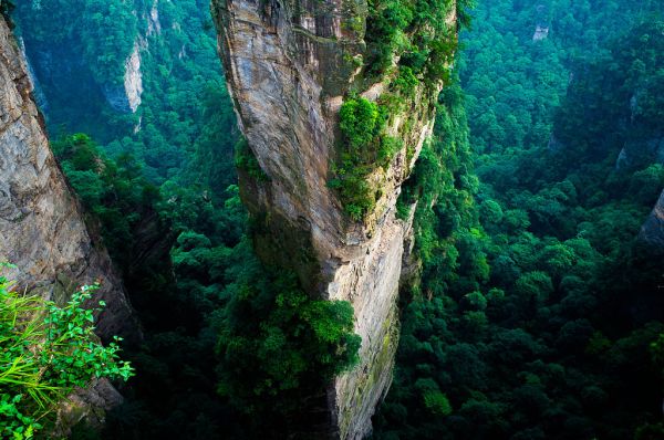 Το πάρκο φημίζεται για τους καταρράκτες, τα ρυάκια, τις σπηλιές με τους υπόγειους καταρράκτες και πυκνά δάση. Οι περισσότερες στήλες έχουν ύψος πάνω από 200 μέτρα. Οι στήλες αποτελούνται από χαλαζία και αμμόλιθο. Το πάρκο Ζανγκζιατζιέ είναι το πρώτο εθνικό πάρκο της Κίνας 