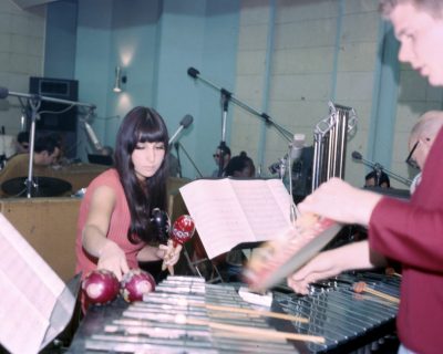 LOS ANGELES - APRIL 1966: Entertainer Cher recording at Gold Star Studios in April 1966 in Los Angeles, California. (Photo by Michael Ochs Archives/Getty Images)