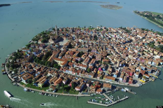 Aerial view of Burano island