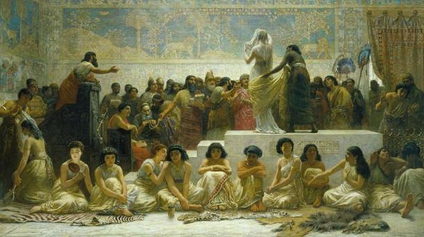 "Παζάρι Γάμου στη Βαβυλώνα". Πίνακας του Έντουιν Λονγκ