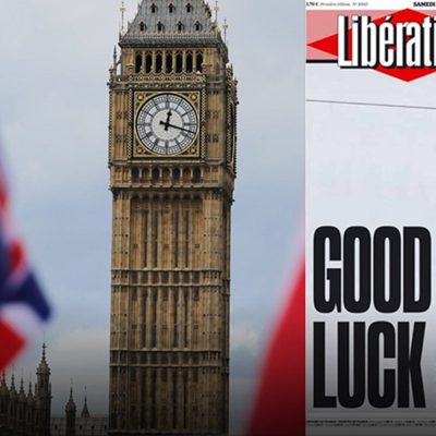 Liberation: «Καλή τύχη» εύχεται στη Βρετανία το πρωτοσέλιδο της γαλλικής εφημερίδας, δείχνοντας τον Μπόρις «μετέωρο» με μια βρετανική σημαία στο χέρι