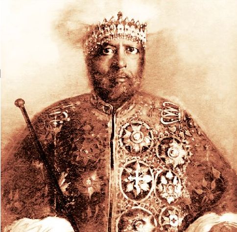 Προσωπογραφία του βασιλιά Νεγκούς Μενελίκ με τη στολή του θρόνου, ελαιογραφία 1904, Γιώργος Προκοπίου