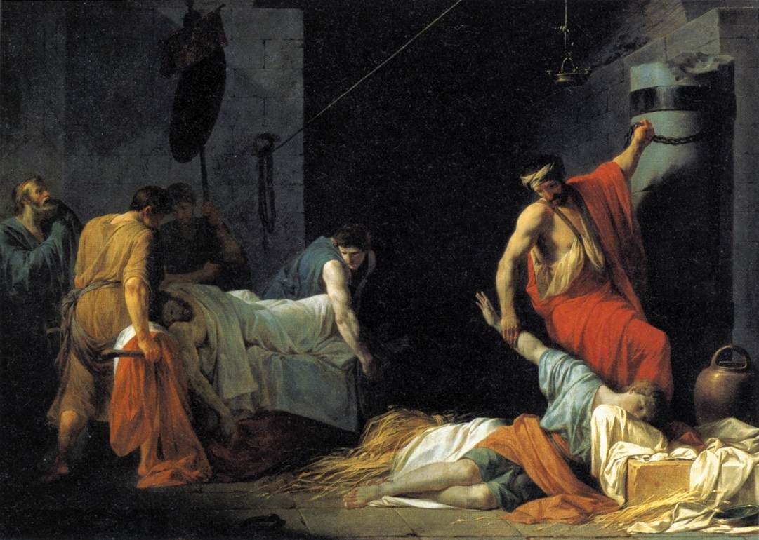Ο Πίνακας «Κηδεία του Μιλτιάδη» του Jean-François-Pierre Peyron (1782) που βρίσκεται στο Μουσείο του Λούβρου. Ο Μιλτιάδης πέθανε στη φυλακή μετά την καταδίκη του από τους Αθηναίους για την αποτυχημένη εκστρατεία του εναντίον της Πάρου. Ο ζωγράφος έχει απεικονίσει τον 20χρονο Κίμωνα να θρηνεί το θάνατο του πατέρα του. 
