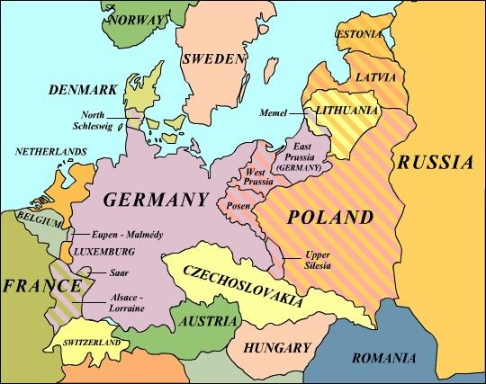 χάρτης της Πολωνίας πριν τον Β'Παγκόσμιο Πόλεμο
