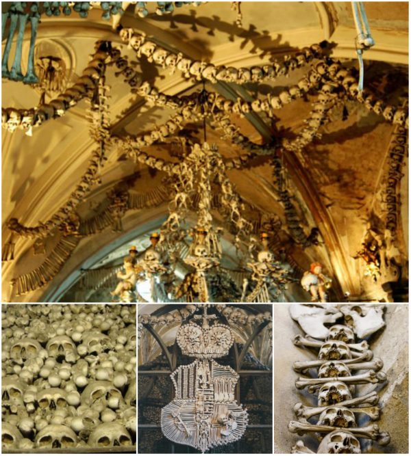 Γιρλάντες οστών κρέμονται από την οροφή, κάθε τοίχος αποτελείται από εκατοντάδες κρανία και η παραμικρή λεπτομέρεια έχει κατασκευαστεί από ανθρώπινους σκελετούς