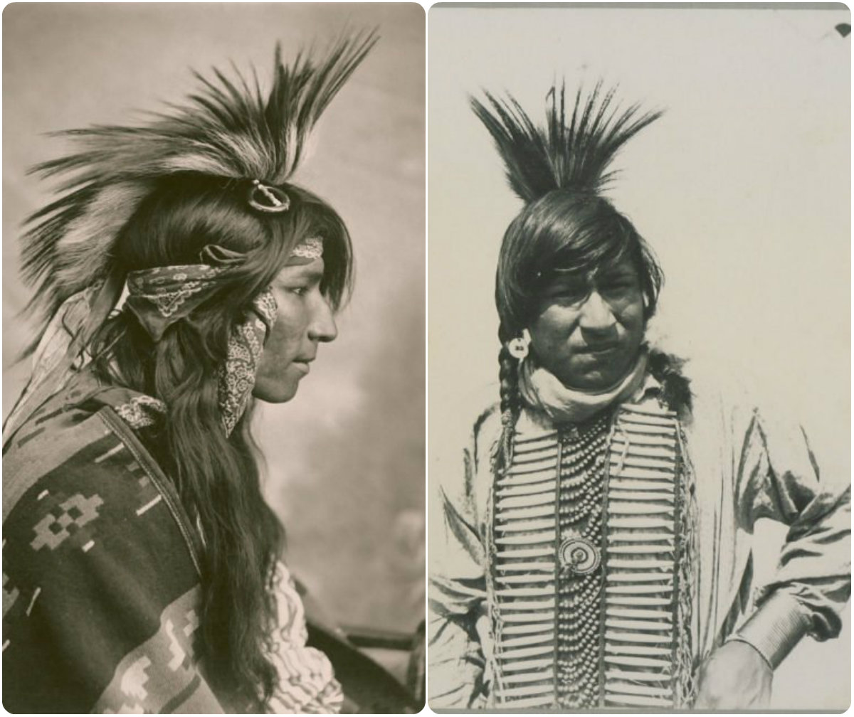 Αριστερά, ένας νεαρός Ινδιάνος το 1903, δεξιά ο αρχηγός "Βασιλιάς των Ανέμων"