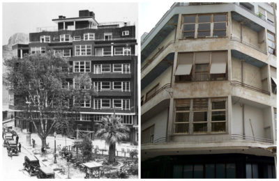 Η ιστορική πολυκατοικία των Εξαρχείων με τους διάσημους ενοίκους και την αντιστασιακή δράση. Κάποτε ήταν μπλε και στο ισόγειο δέσποζε το καφέ Floral