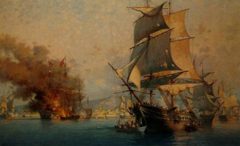 Η ναυμαχία της Σούδας όπου ο Μιαούλης βύθισε την τουρκική κορβέτα και ανάγκασε σε οπισθοχώρηση τον τουρκοαιγυπτιακό στόλο