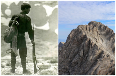 Η κατάκτηση του Ολύμπου το 1913 από έναν κυνηγό αγριοκάτσικων. Δείτε το οροπέδιο Μουσών όπου έδωσαν το όνομά του (drone)