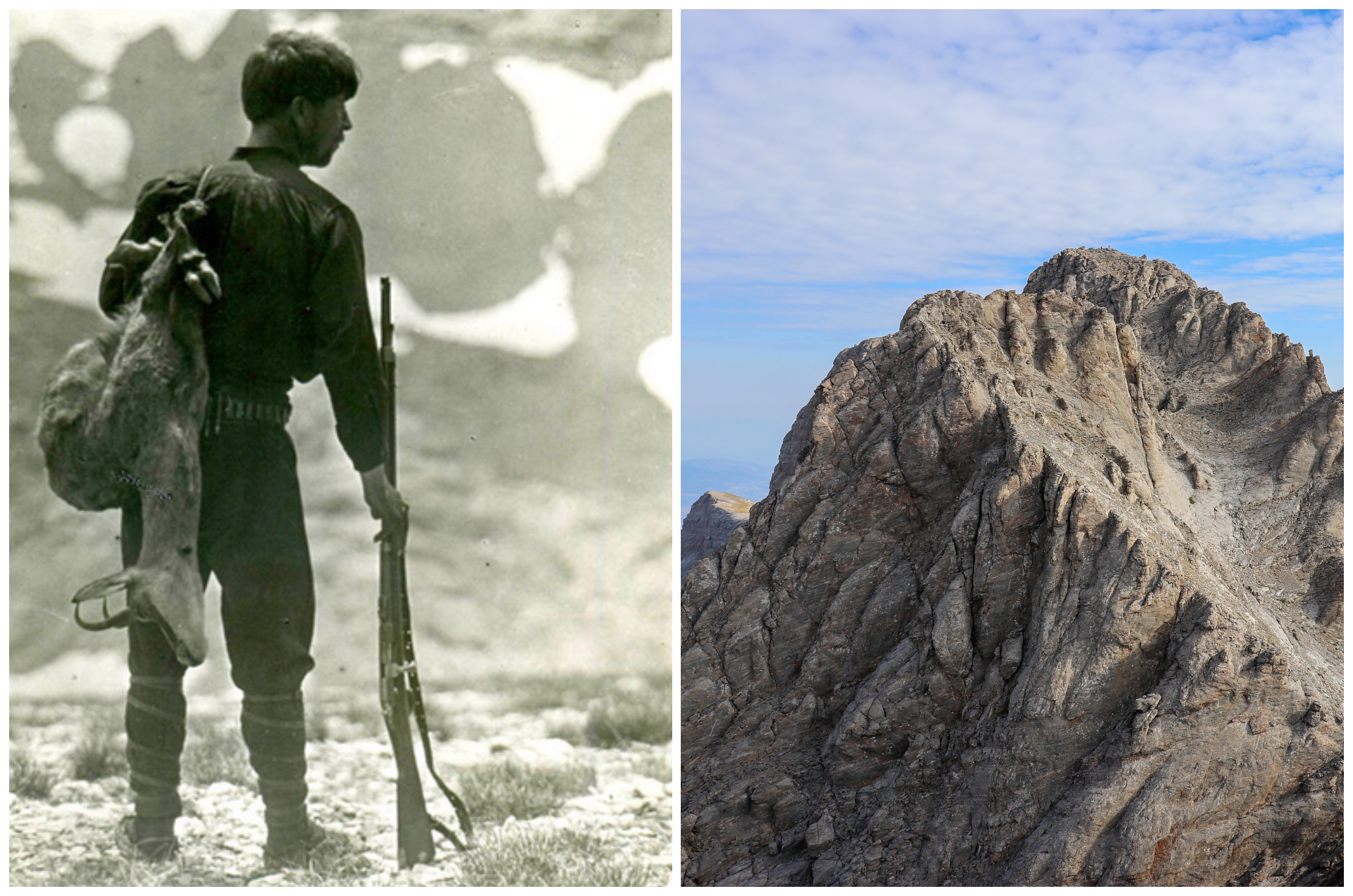 Η κατάκτηση του Ολύμπου το 1913 από έναν κυνηγό αγριοκάτσικων. Δείτε το οροπέδιο Μουσών όπου έδωσαν το όνομά του (drone)