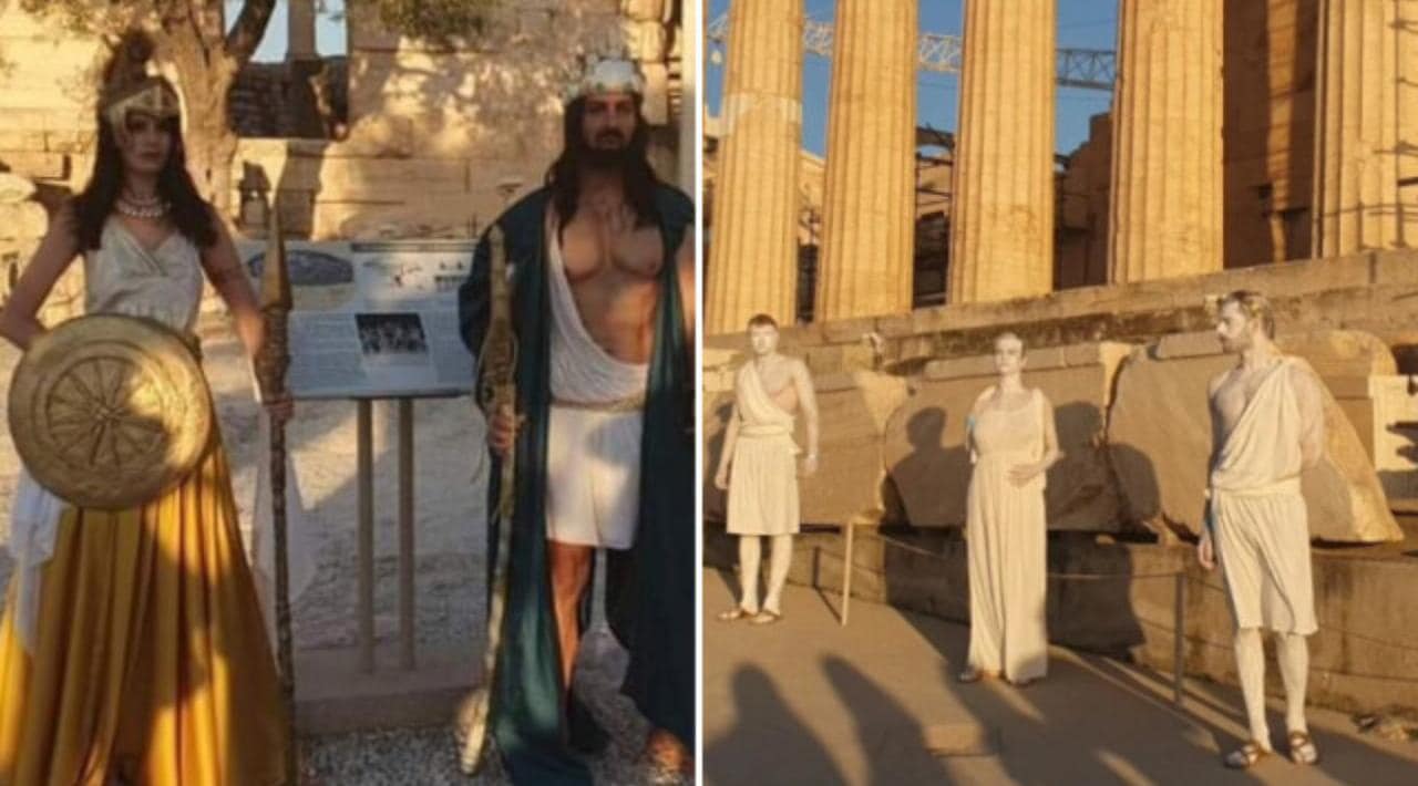 Άγνωστοι με χλαμύδες, περικεφαλαίες και ασπίδες, πόζαραν με φόντο τον Παρθενώνα. Διατάχθηκε ΕΔΕ